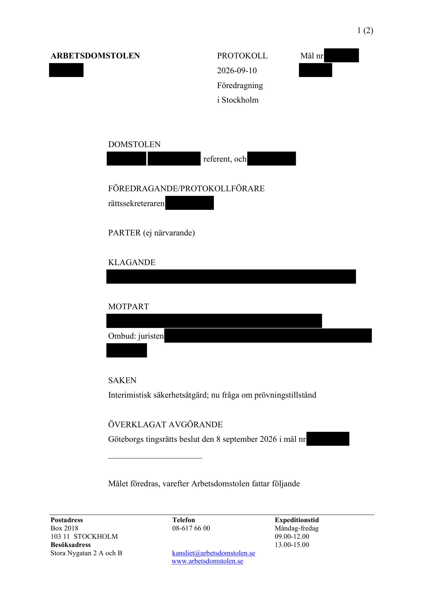 Anonymised original decision, page 1